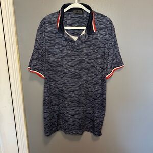 G/FORE Blue Wave Polo with Red and White Accents